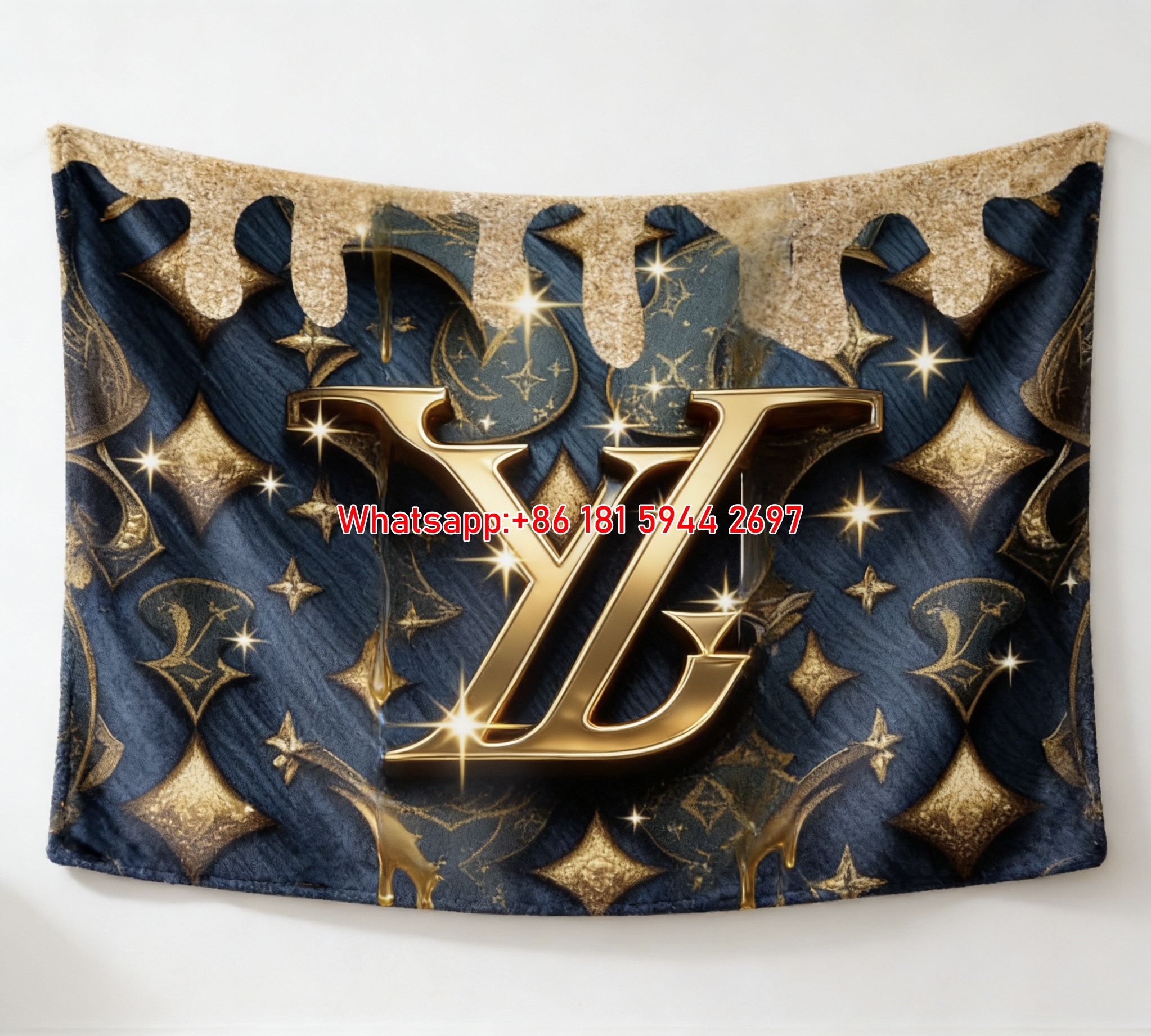 Gold Drip LV Blanket Luxury LV Monogram Blanket 108